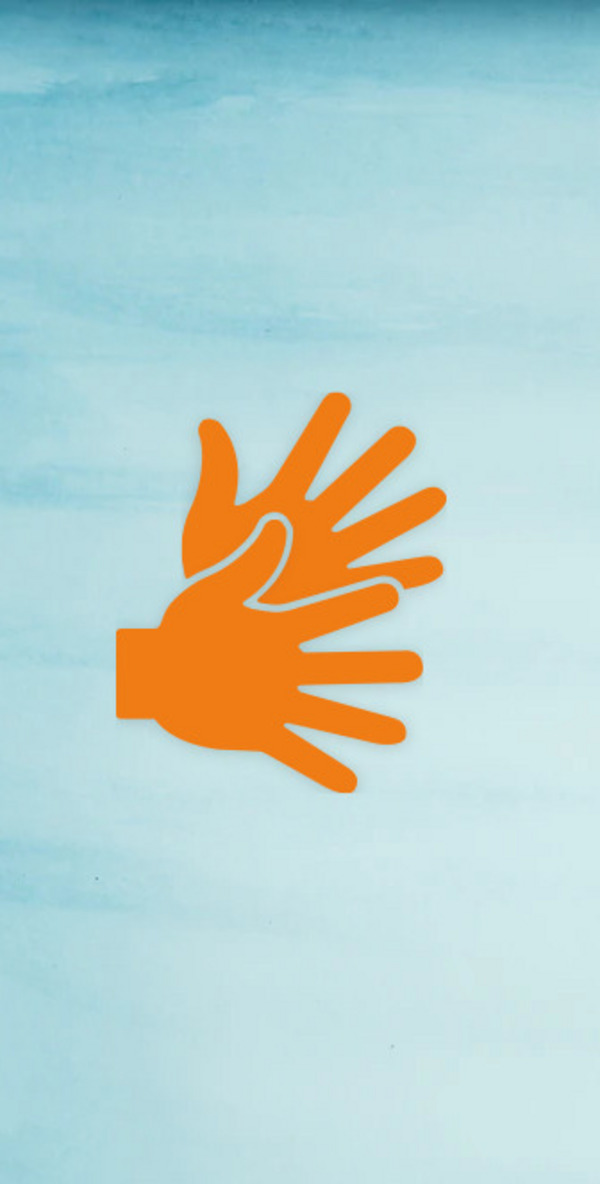 Zwei Hände als Symbol für Gebärdensprache