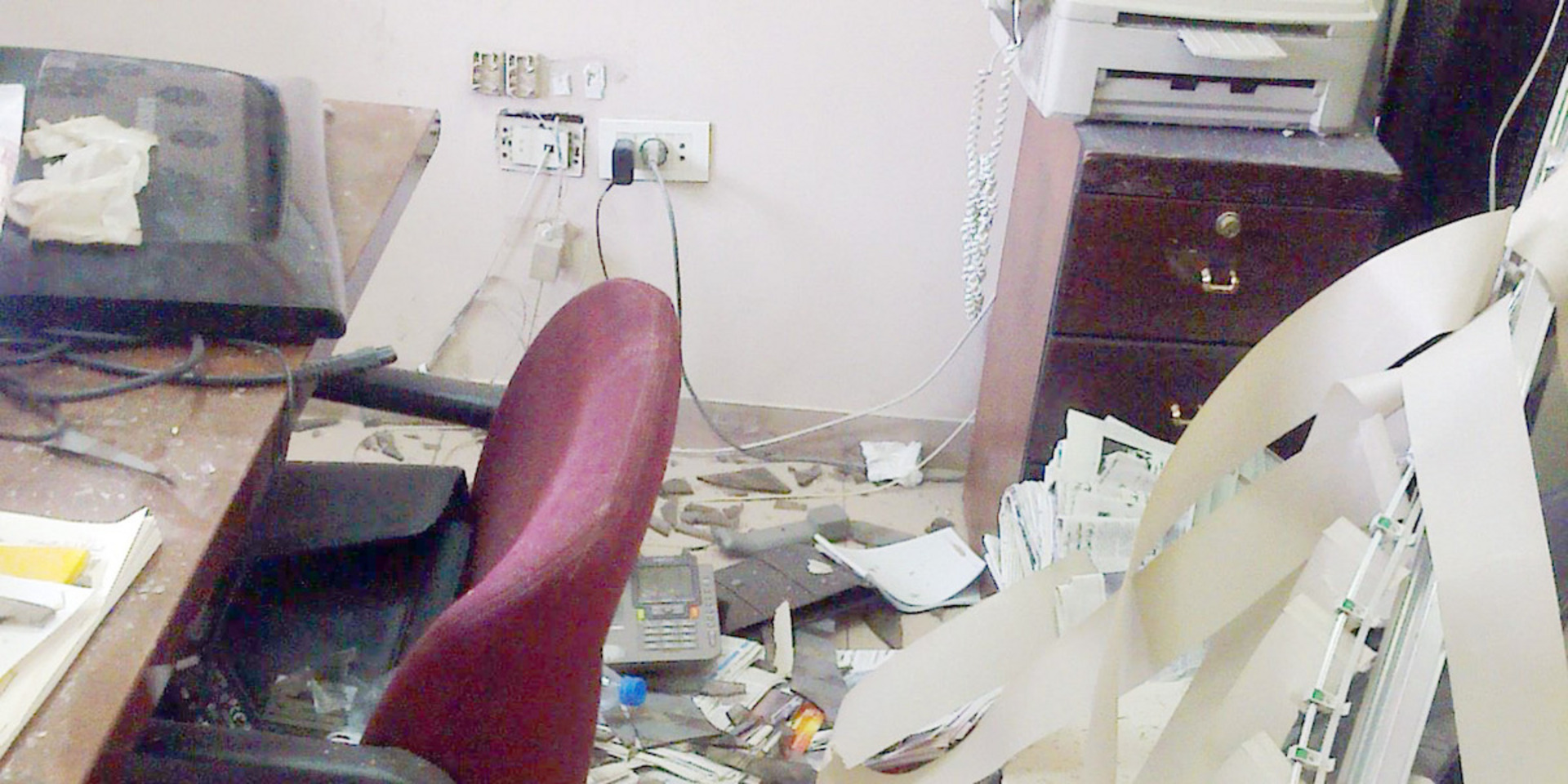 Das Büro der syrischen Journalistin Suzanna Alkotaish wurde durch eine Explosion zerstört.