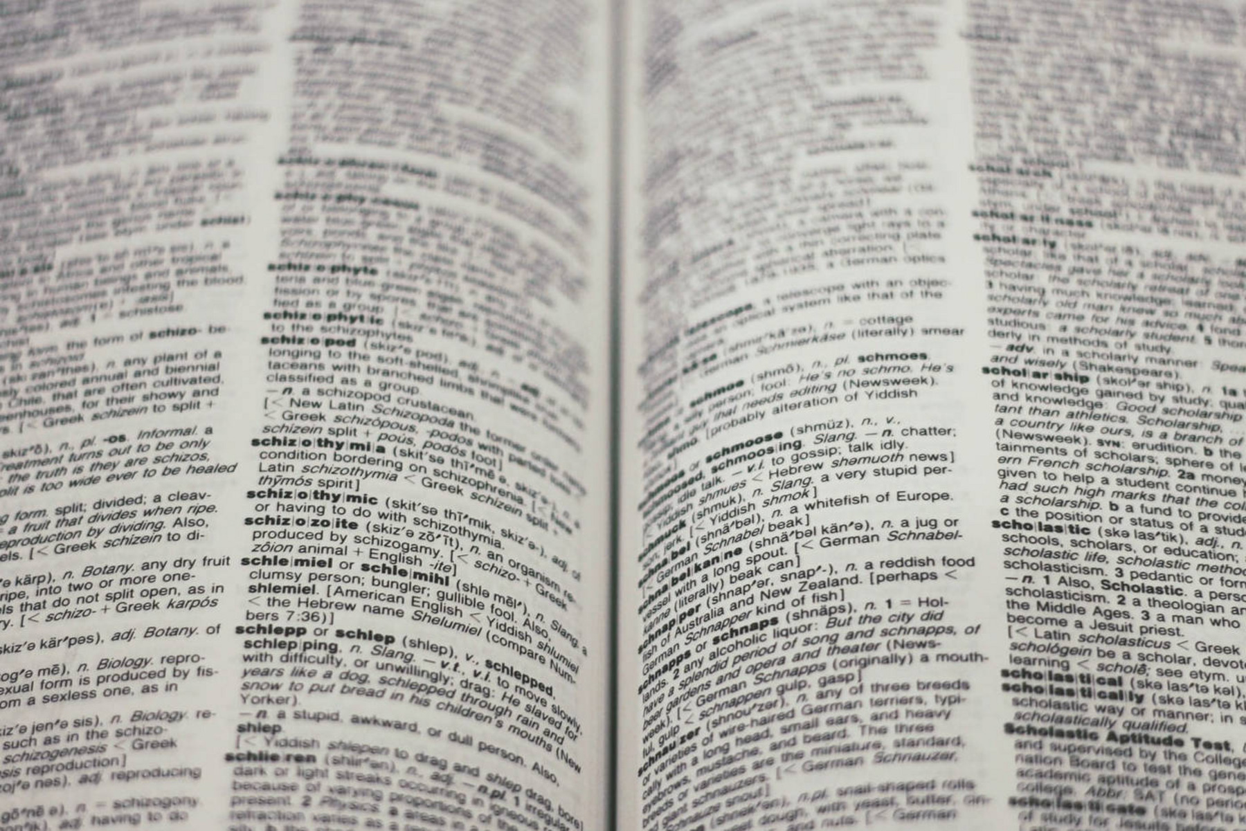 Close-Up eines englischen Wörterbuchs.